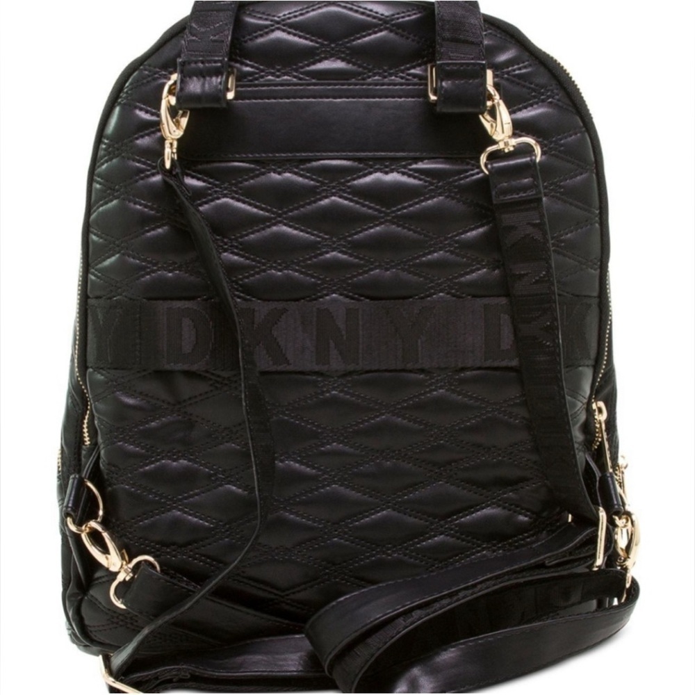 DKNY Allure Backpack Black 14" Quilted - Picture 2 of 14